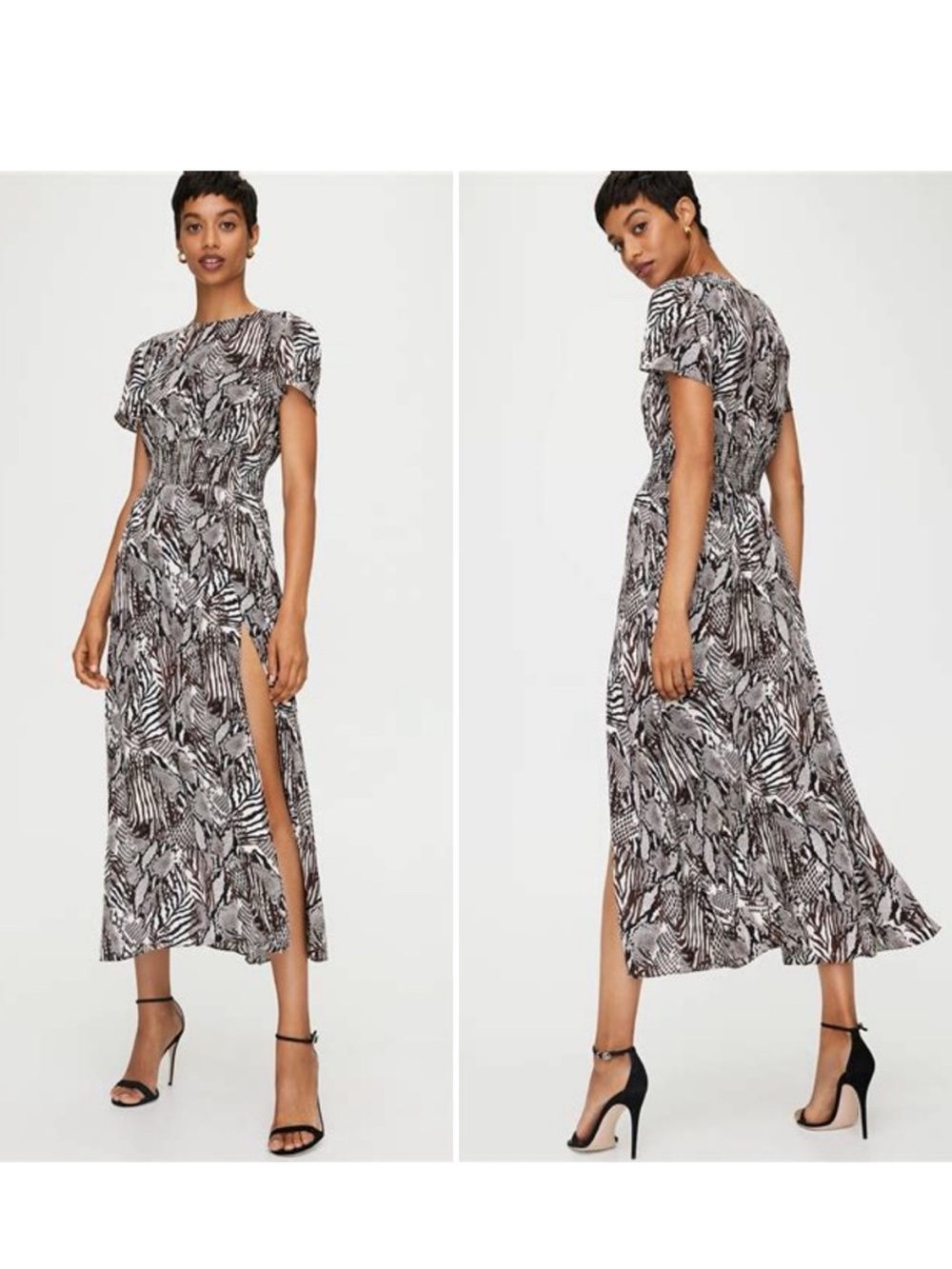 Aritzia Wilfred Maxime dress in cream/brown print
